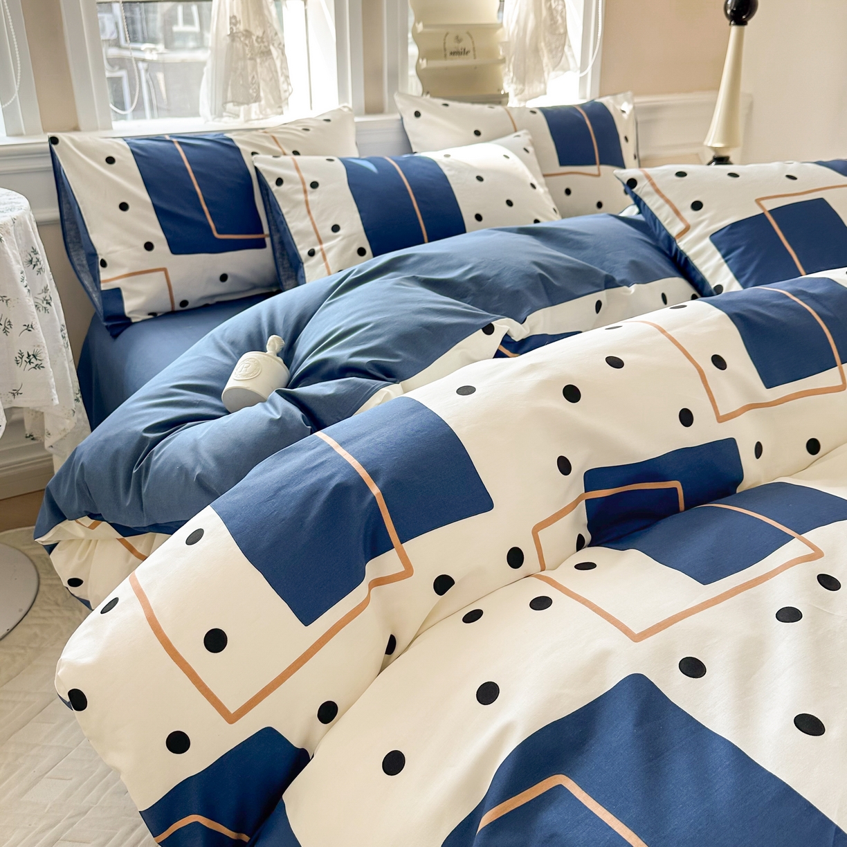 91家纺网 家纺一手货源 找家纺 晨希家居 2024新款小清新全棉印花四件套 达芬奇