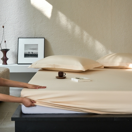 91家纺网 家纺一手货源 找家纺 （总）秀色家纺 2025新款高端酒店50支贡缎长绒棉床笠单件纯棉全棉贡缎可裸睡单双人床上用品