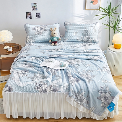 爱上家居 2024新款印花凉席床裙床单款夏被-床裙款 爱之多