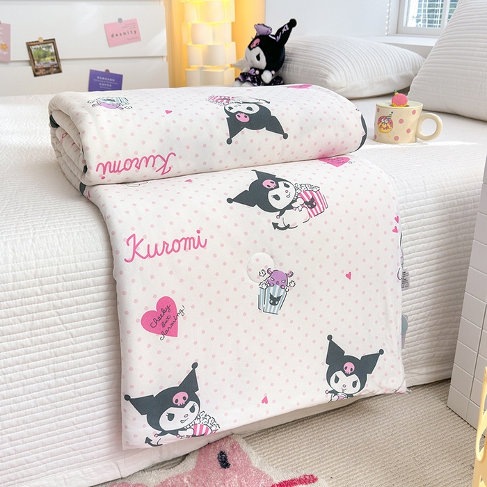 91家纺网 家纺一手货源 找家纺 博雅 2024新款三丽鸥正版系列A类牛奶丝软糯针织棉大豆纤维夏被 针织棉（带防伪标）甜筒库洛米