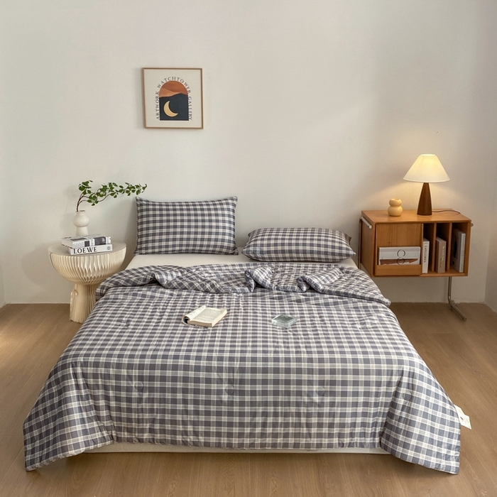 91家纺网 家纺一手货源 找家纺 荔禾家居 A类针织棉无印风夏被 骑士灰