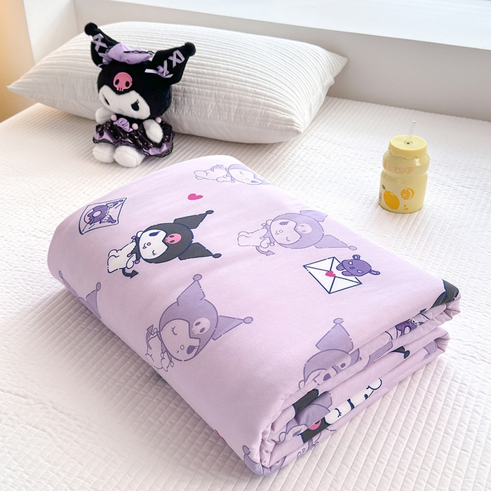 91家纺网 家纺一手货源 找家纺 博雅 2024新款三丽鸥正版系列A类牛奶丝软糯针织棉大豆纤维夏被 针织棉（带防伪标）开心库洛米