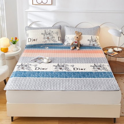 爱上家居 2024新款印花凉席床裙床单款夏被-床单款 条纹迪澳