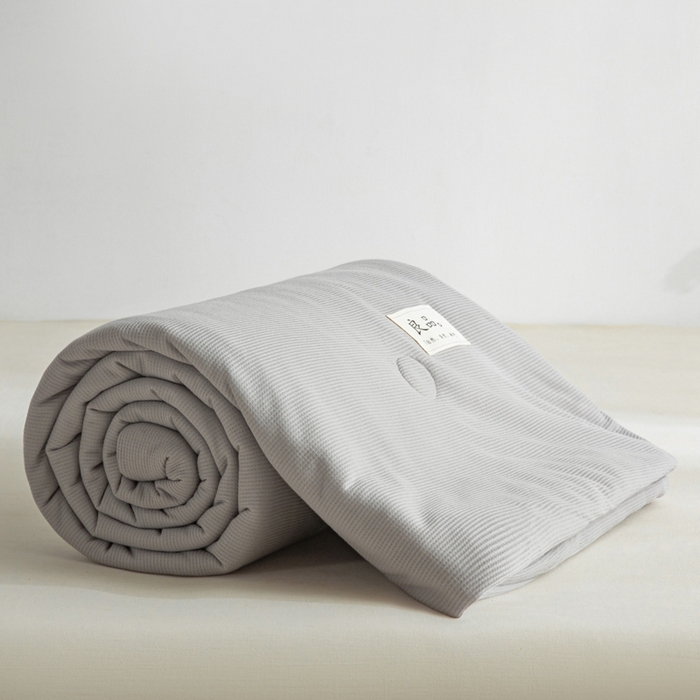 91家纺网 家纺一手货源 找家纺 慕尚 2025新款针织棉华夫格夏被 华夫格 星空灰