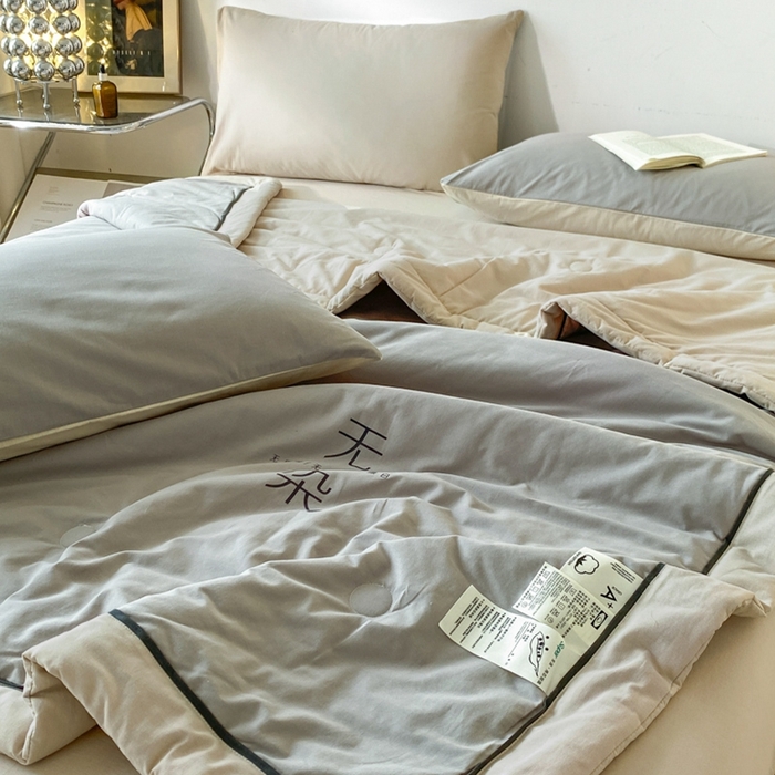 91家纺网 家纺一手货源 找家纺 荔禾家居 2024新款A类全棉水洗棉无染夏被 暮色灰