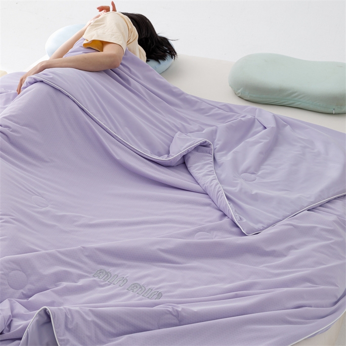 91家纺网 家纺一手货源 找家纺 丝幔家纺 2025新款A类提花绣花凉感夏被 被子被芯 魅紫