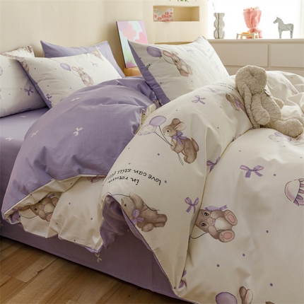 91家纺网 家纺一手货源 找家纺 （总）红粉佳人家纺  2024新款纯棉全棉卡通小清新单被套