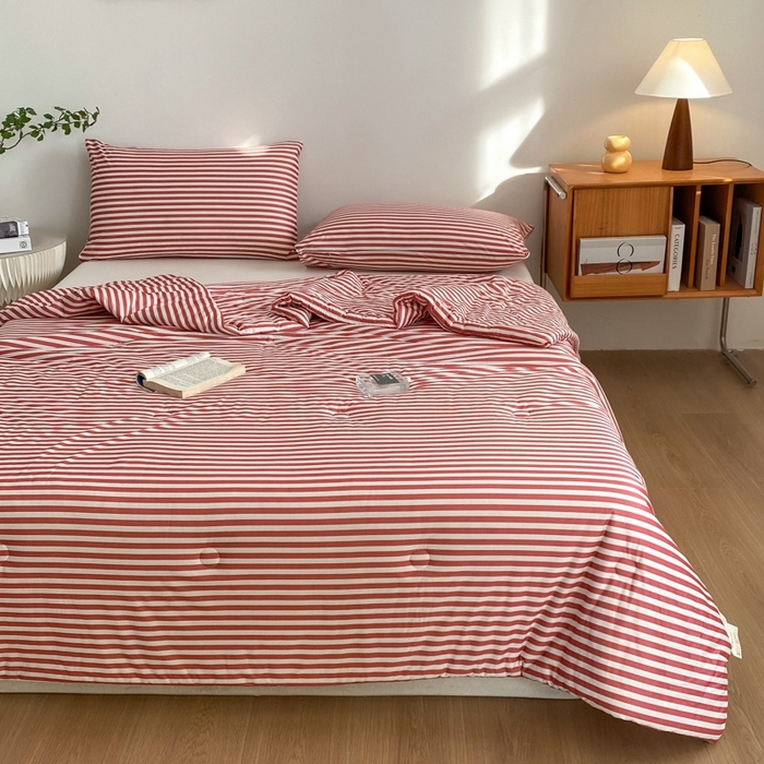 91家纺网 家纺一手货源 找家纺 荔禾家居 A类针织棉无印风夏被 豆蔻-红