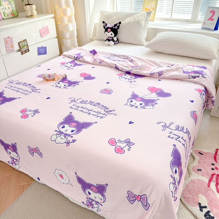 91家纺网 家纺一手货源 找家纺 博雅 2024新款三丽鸥正版系列A类牛奶丝软糯针织棉大豆纤维夏被 针织棉（带防伪标）库洛米梦想