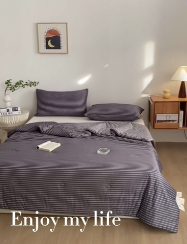 91家纺网 家纺一手货源 找家纺 荔禾家居 A类针织棉无印风夏被 豆蔻-深灰