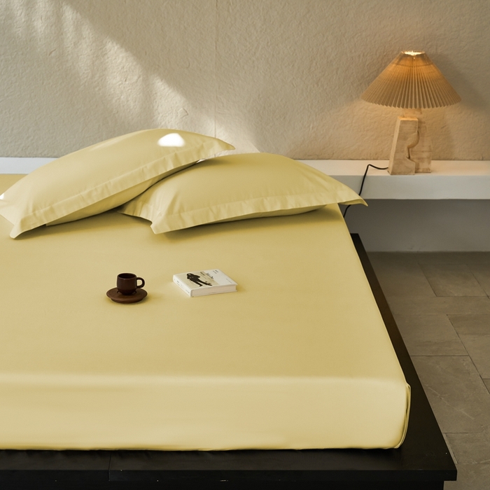 91家纺网 家纺一手货源 找家纺 秀色家纺 2025新款高端酒店50支贡缎长绒棉床笠单件纯棉全棉贡缎可裸睡单双人床上用品 梦易-奶茶米