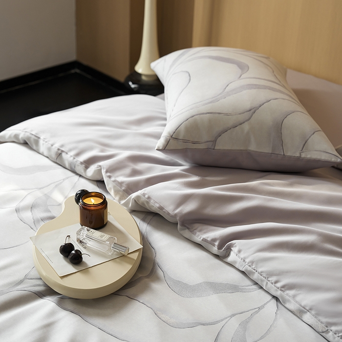 91家纺网 家纺一手货源 找家纺 时年家纺 2024春夏新品莱赛尔天丝印花四件套 卡林