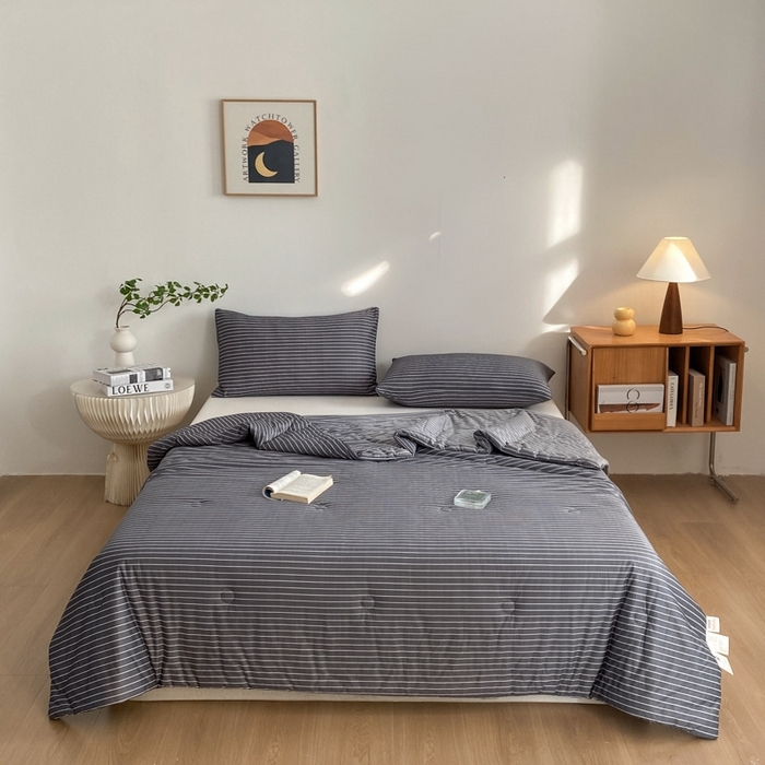 91家纺网 家纺一手货源 找家纺 荔禾家居 A类针织棉无印风夏被 豆蔻-深灰