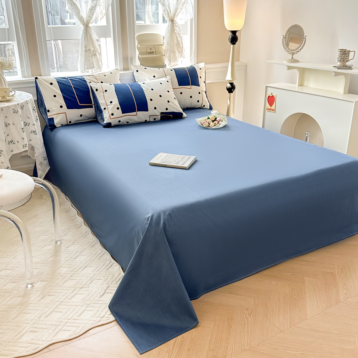 91家纺网 家纺一手货源 找家纺 晨希家居 2024新款小清新全棉印花四件套 达芬奇