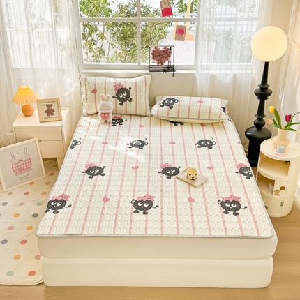 91家纺网 家纺一手货源 找家纺 佰亿莱2024新款小清新印花乳胶凉席 煤球