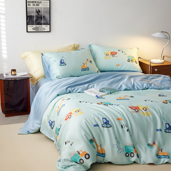 91家纺网 家纺一手货源 找家纺 时年家纺 2024春夏新品莱赛尔天丝印花四件套 机车梦