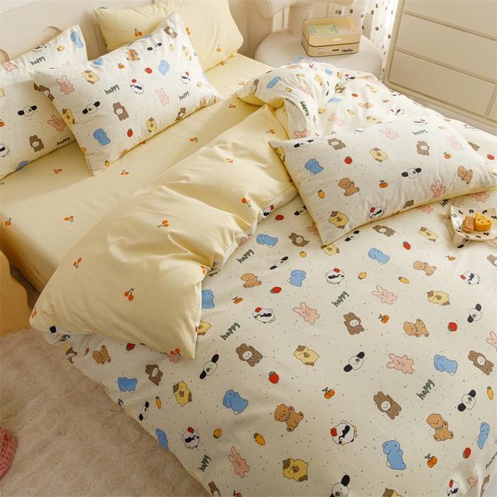 91家纺网 家纺一手货源 找家纺 红粉佳人家纺  2024新款纯棉卡通小清新四件套及单品 松岛可可