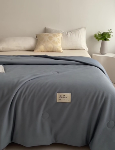 91家纺网 家纺一手货源 找家纺 慕尚 2025新款针织棉华夫格夏被 华夫格 深海蓝