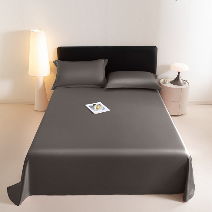 91家纺网 家纺一手货源 找家纺 秀色家纺 2025新款高端新疆长绒棉床单单件纯棉50支贡缎全棉床单双人贡缎加厚被单三件套 莫奈-帝王灰