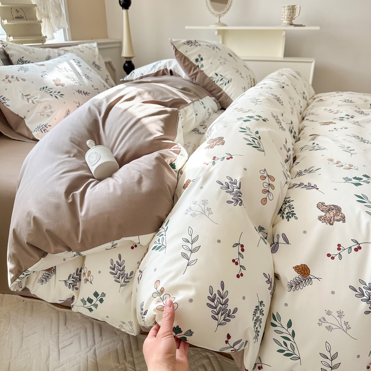 91家纺网 家纺一手货源 找家纺 晨希家居 2024新款全棉卡通活性印花四件套 小松鼠