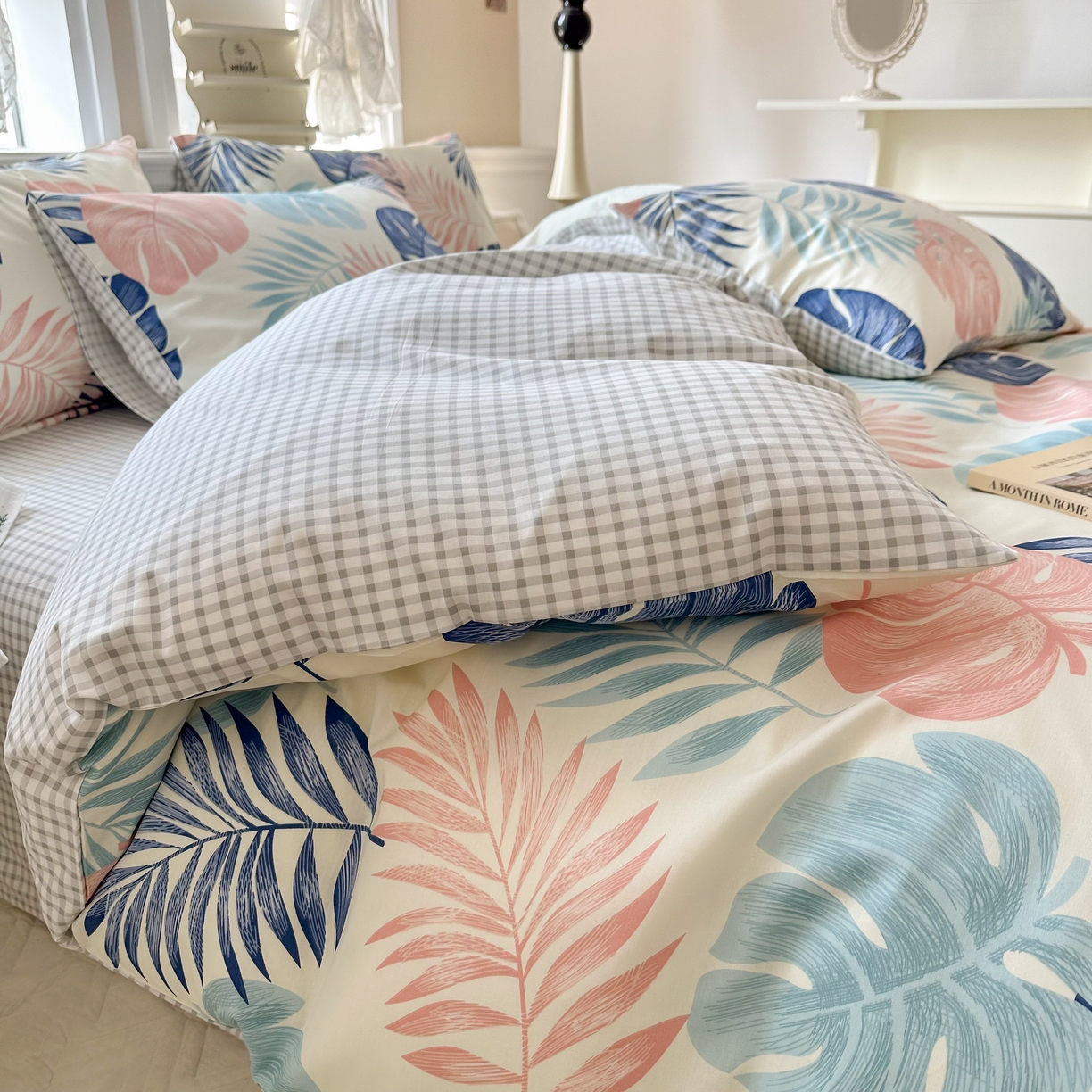 91家纺网 家纺一手货源 找家纺 晨希家居 2024新款小清新全棉印花四件套 热带雨林