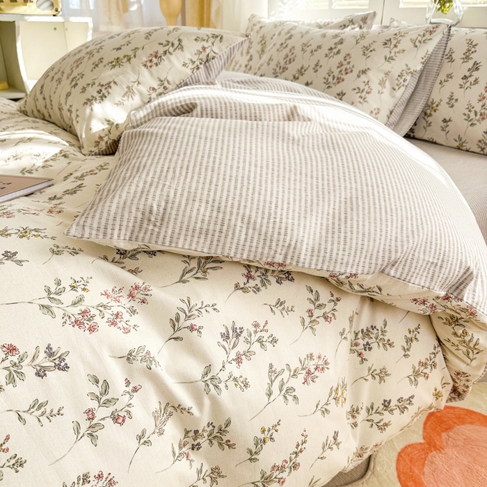 91家纺网 家纺一手货源 找家纺 晨希家居 2024新款小清新全棉印花四件套 诺订