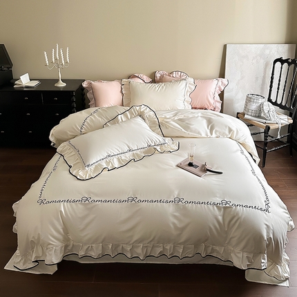 2024窝米春夏新品100支长绒棉刺绣款四件套 A5(芽色）