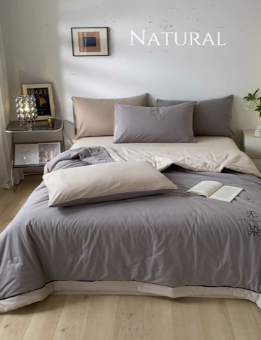 91家纺网 家纺一手货源 找家纺 荔禾家居 2024新款A类全棉水洗棉无染夏被 暮色灰