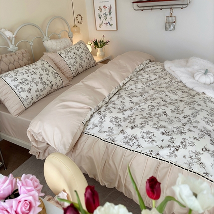 晨希家居 2024新款复古法式全棉印花四件套 晚风告白