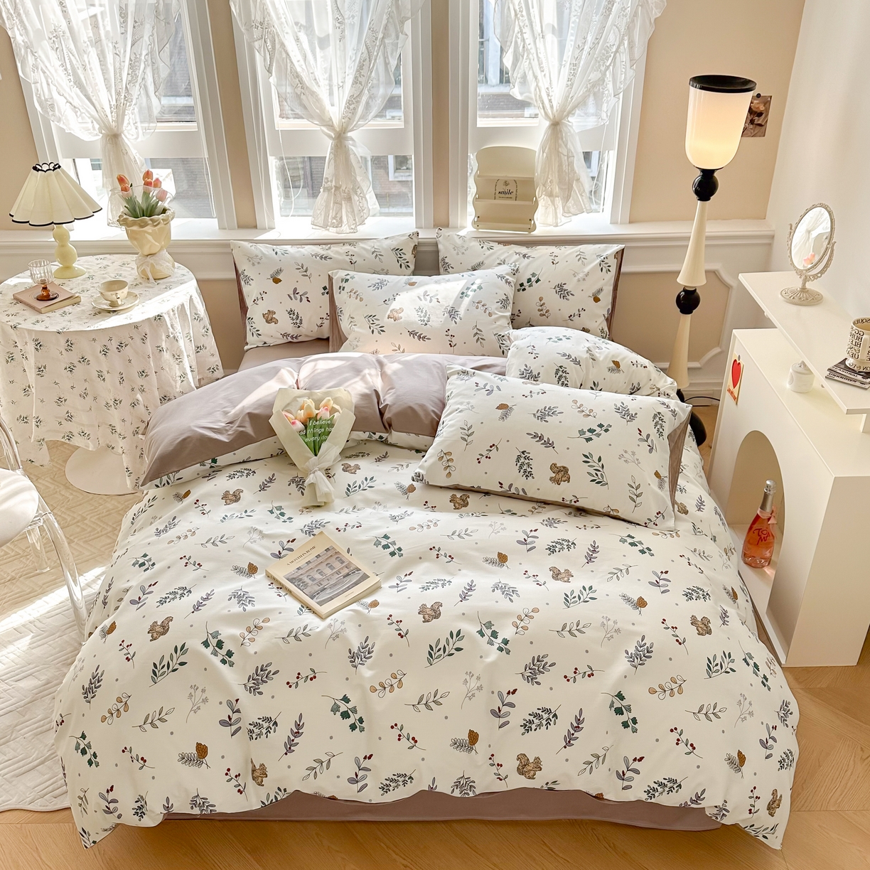 91家纺网 家纺一手货源 找家纺 晨希家居 2024新款全棉卡通活性印花四件套 小松鼠