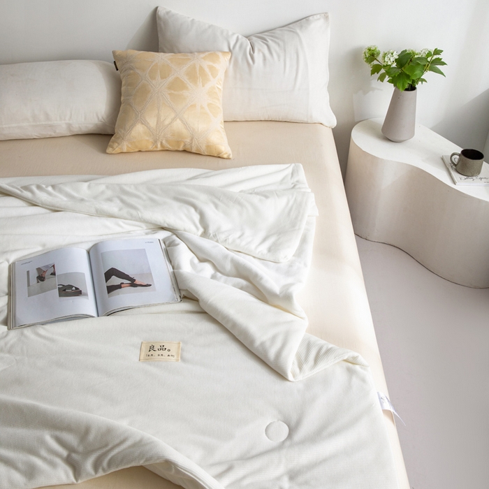 91家纺网 家纺一手货源 找家纺 慕尚 2025新款针织棉华夫格夏被 华夫格 馥芮白