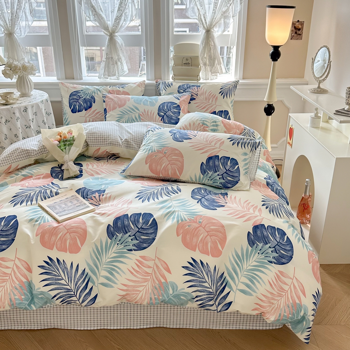 91家纺网 家纺一手货源 找家纺 晨希家居 2024新款小清新全棉印花四件套 热带雨林