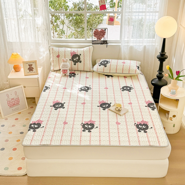 91家纺网 家纺一手货源 找家纺 佰亿莱2024新款小清新印花乳胶凉席 煤球