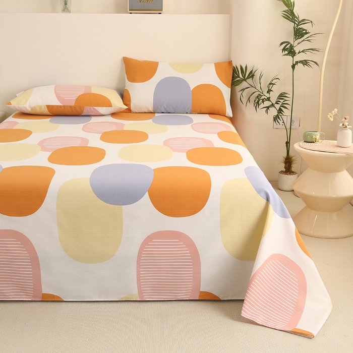 91家纺网 家纺一手货源 找家纺 金泰莱 2025新款三枚段条卷边老粗布凉席三件套床单套件 点尚彩色 原棉款