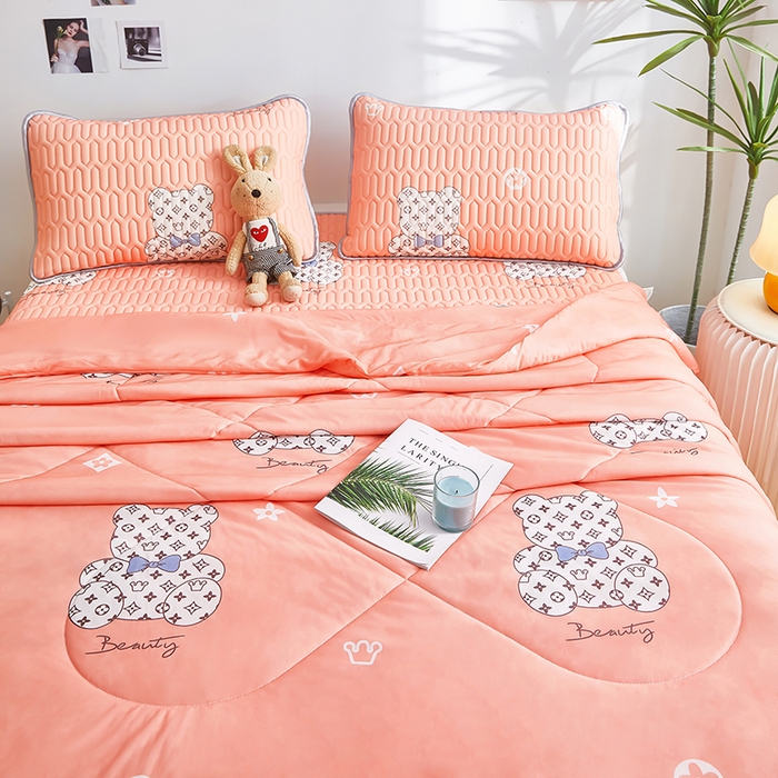 91家纺网 家纺一手货源 找家纺 爱上家居 2024新款印花凉席床裙床单款夏被-床裙款 春日明兰