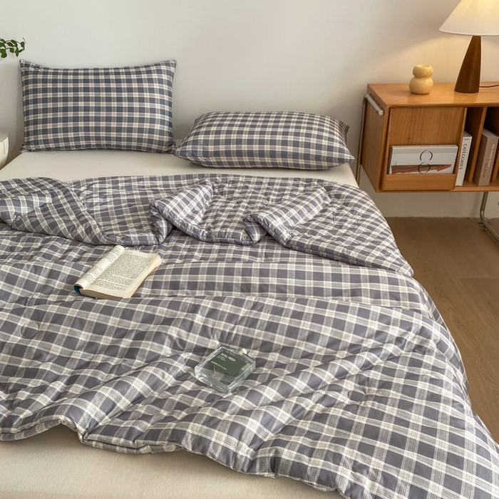 91家纺网 家纺一手货源 找家纺 荔禾家居 A类针织棉无印风夏被 骑士灰