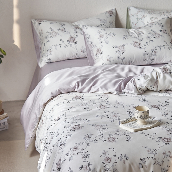 91家纺网 家纺一手货源 找家纺 时年家纺 2024春夏新品莱赛尔天丝印花四件套 情依