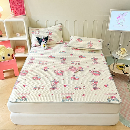 91家纺网 家纺一手货源 找家纺 （总）金爱家 2024新款A类三丽鸥高品质可组合凉感丝乳胶席牛奶丝针织棉软糯夏被四件套