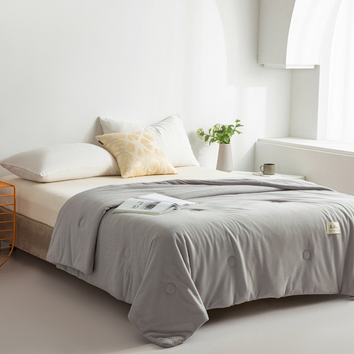 91家纺网 家纺一手货源 找家纺 慕尚 2025新款针织棉华夫格夏被 华夫格 星空灰