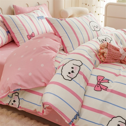 91家纺网 家纺一手货源 找家纺 （总）红粉佳人家纺  2024新款纯棉全棉卡通小清新单被套
