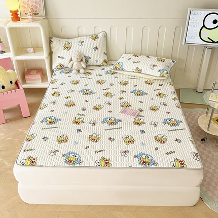 91家纺网 家纺一手货源 找家纺 （总）金爱家 2024新款A类三丽鸥高品质可组合凉感丝乳胶席牛奶丝针织棉软糯夏被四件套