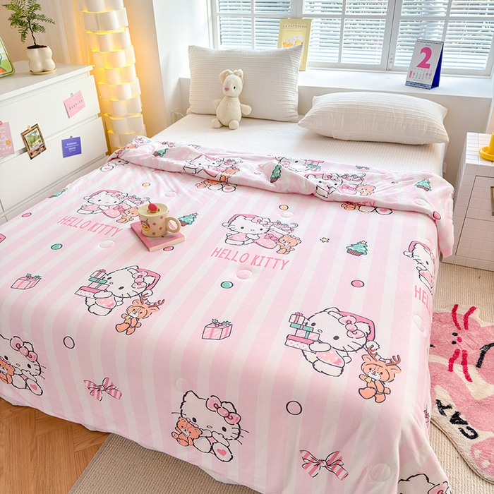 91家纺网 家纺一手货源 找家纺 （总）博雅 2024新款三丽鸥正版系列A类牛奶丝软糯针织棉大豆纤维夏被