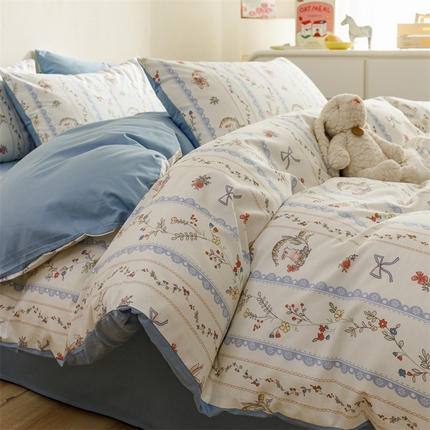 91家纺网 家纺一手货源 找家纺 （总）红粉佳人家纺  2024新款纯棉全棉卡通小清新单被套