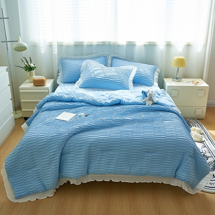 91家纺网 家纺一手货源 找家纺 （总）畅销被业  2024新款泡泡纱花边夏被四件套