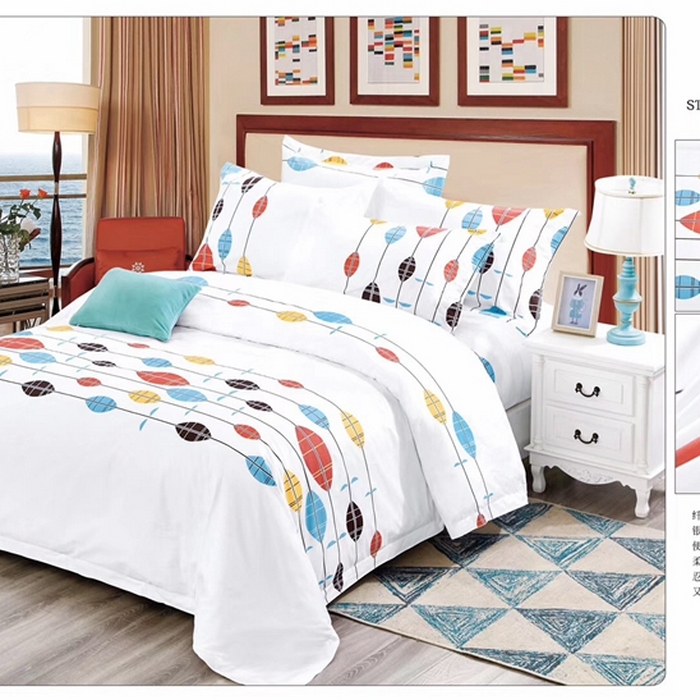 91家纺网 家纺一手货源 找家纺 宜眠家纺 40支60支全棉贡缎印花四件套纯棉四件套酒店四件套 炫彩