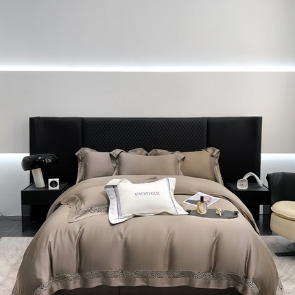 若未家居 LOVEWE HOUSE 2025新款进口天丝意式镂空工艺高端套件--威尔士 威尔士 丝雾棕