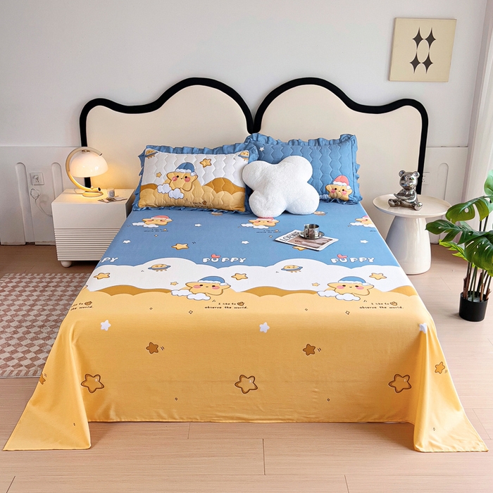 91家纺网 家纺一手货源 找家纺 情煊家纺 2024新款全棉斜纹直角床单系列-印花款 甜星