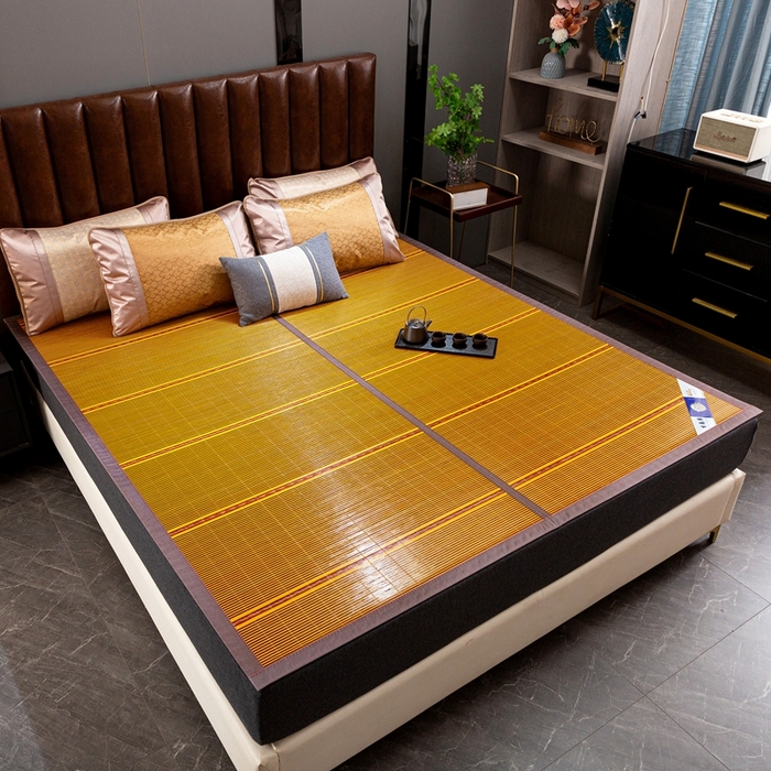 91家纺网 家纺一手货源 找家纺 丹兰 2025新品竹席冰藤凉席折叠双面藤席子夏季草席单人冰丝席 木纹金砖