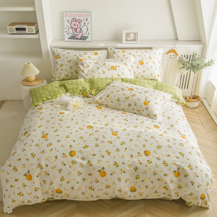 91家纺网 家纺一手货源 找家纺 金泰莱 2025新款全棉四件套纯棉四件套斜纹印花四件套 春华秋实