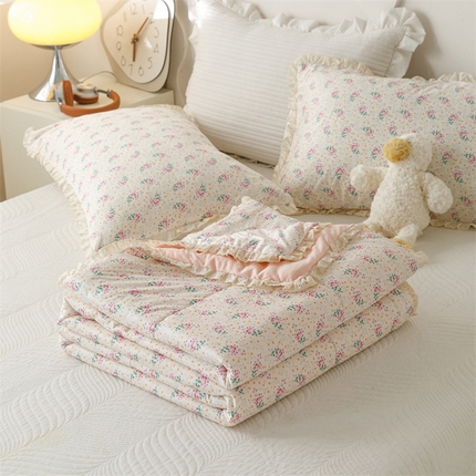 有货 2024新款春夏新款法式针织棉印花夏被春秋被 倩茹